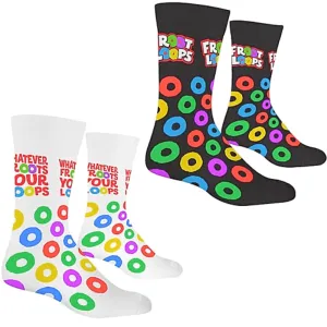 2 PAIRS UNISEX FROOT LOOPS LICENSED CREW SOCKS